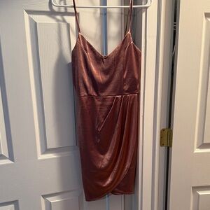 Lulus Satin Slip Dress in Rose Bronze